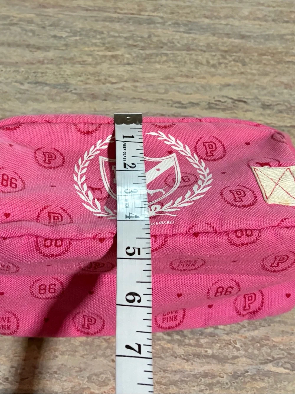 Pink Victoria’s Secret Vintage Pink and White Pouch with Crest and Dog Logo